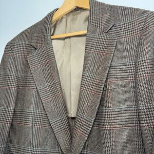 Vintage Patrick James Men's Brown Plaid Wool Sport Coat Blazer Sz 44 USA Made